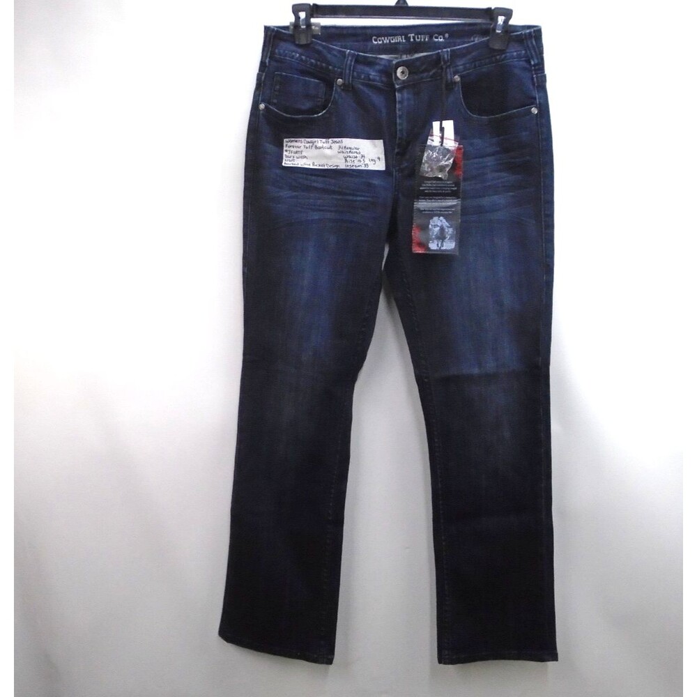 Cowgirl Tuff Forever Tuff Bootcut Denim Jeans Womens Size 34 (34x33) NWT Blue - Picture 2 of 15